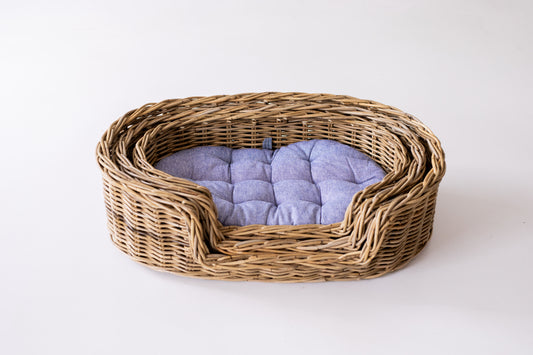 Rattan Oval Pet Bed with Pillow