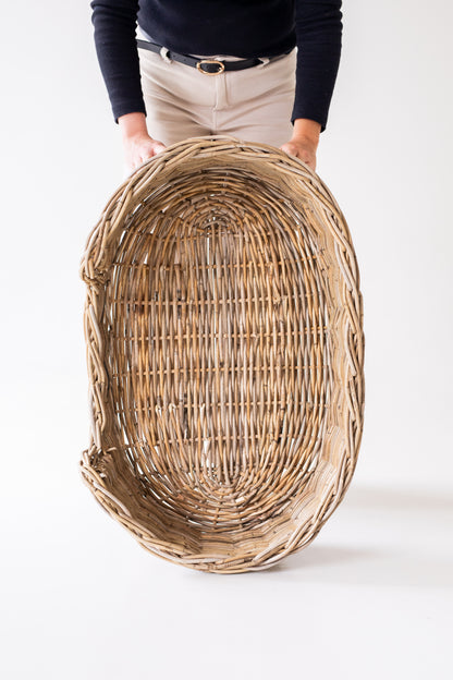 Rattan Oval Pet Bed with Pillow