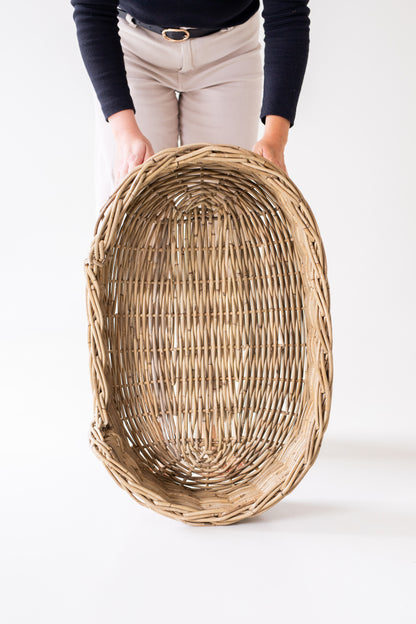 Rattan Oval Pet Bed with Pillow