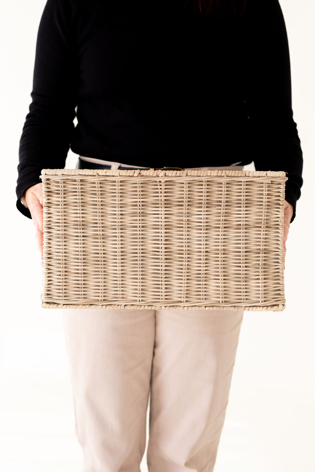 Wicker Tall Rectangular Basket
