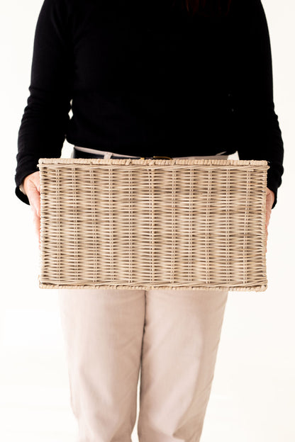 Wicker Tall Rectangular Basket