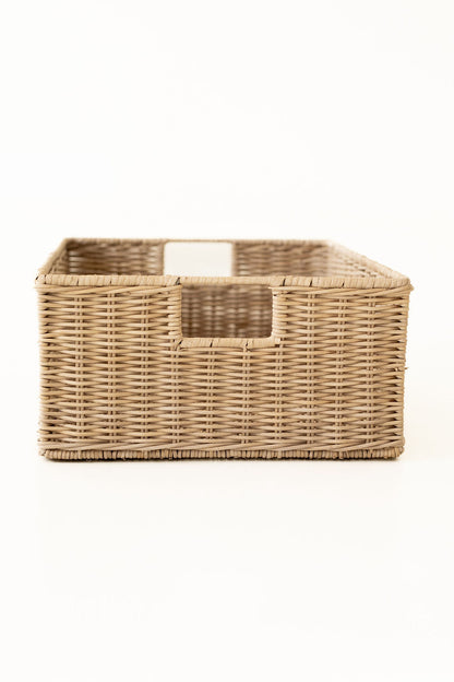Wicker Shallow Rectangular Basket