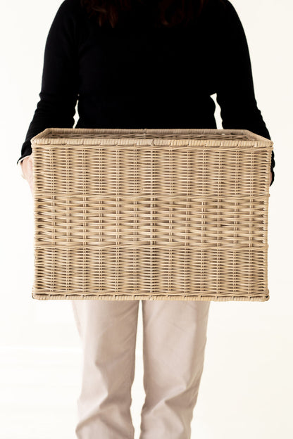 Wicker Weave Rectangular Storage Basket