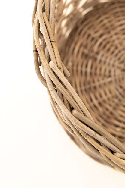 Rattan Cross Weave Round Basket Kubu Grey