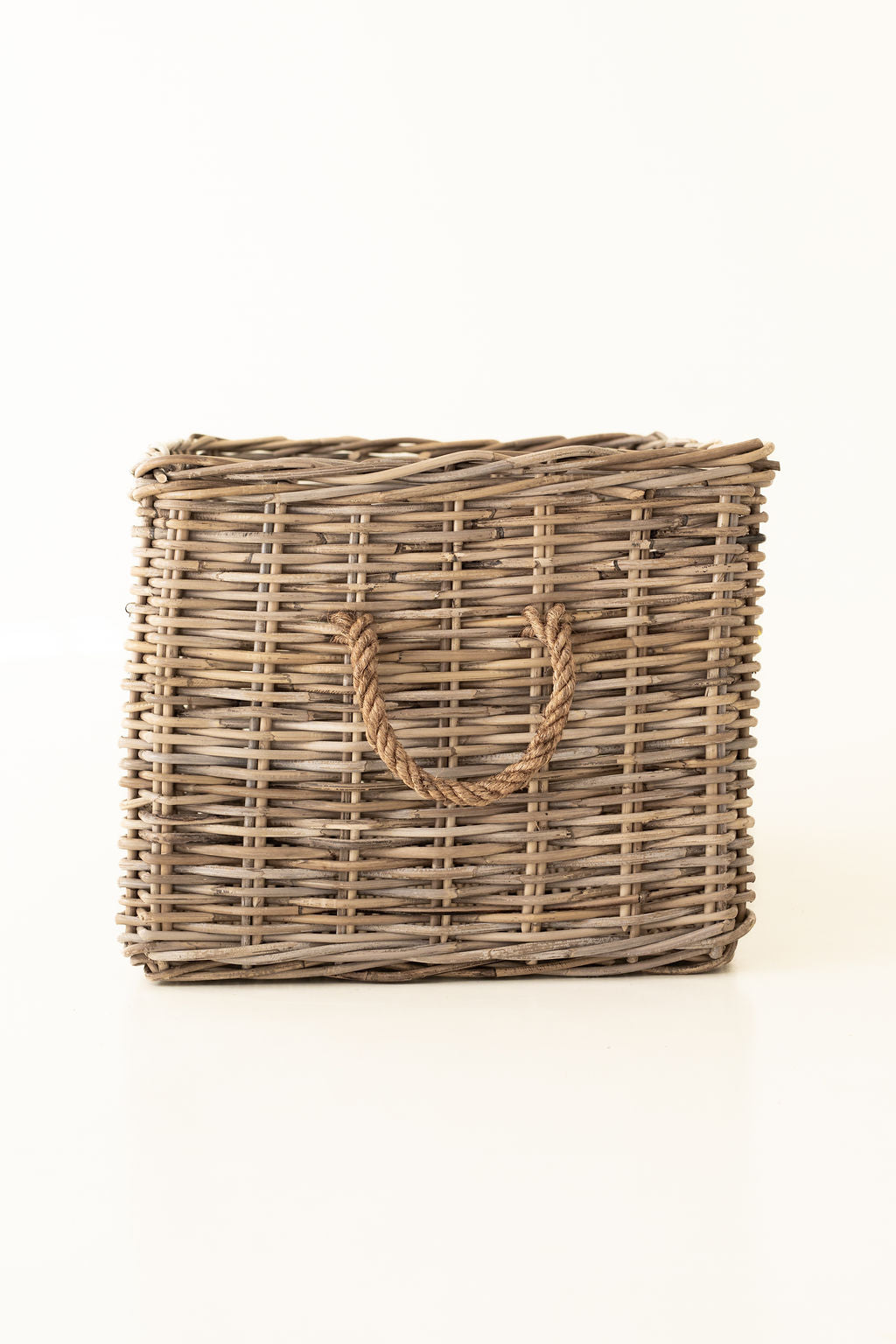 Rattan Rectangular Basket with Rope Handles