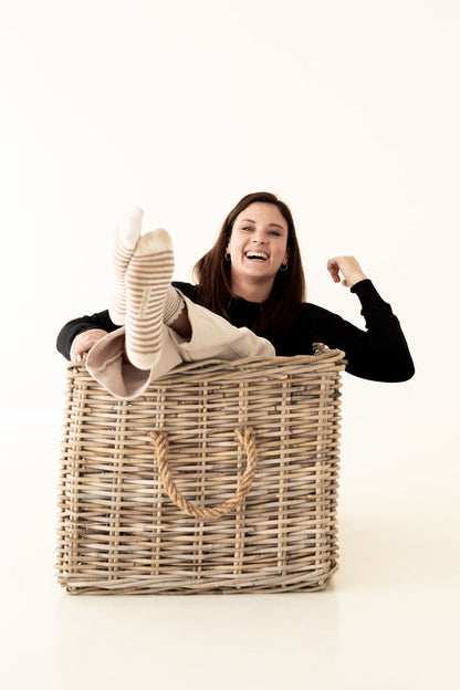 Rattan Rectangular Basket with Rope Handles