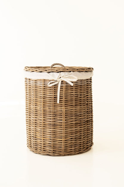Rattan Laundry Basket with Lid and Linen Inner Bag