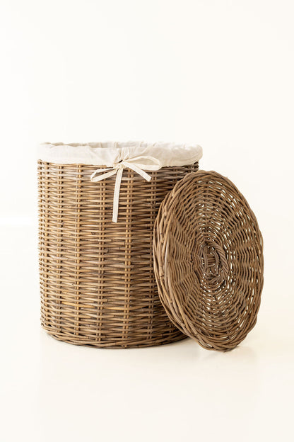 Rattan Laundry Basket with Lid and Linen Inner Bag