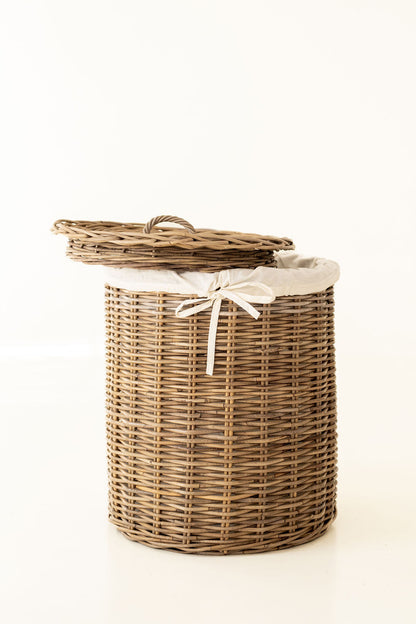 Rattan Laundry Basket with Lid and Linen Inner Bag