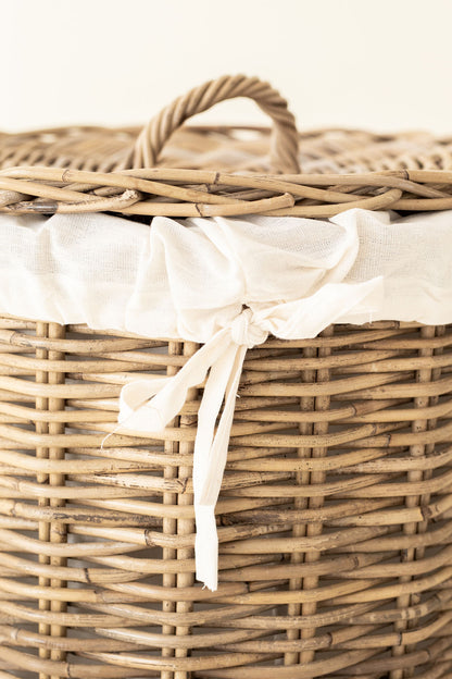 Rattan Laundry Basket with Lid and Linen Inner Bag