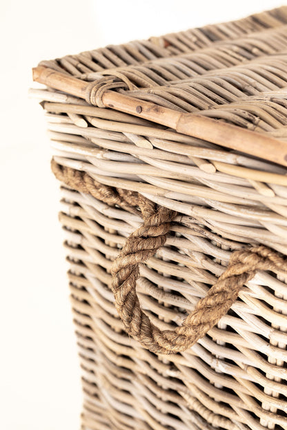 Rattan Lidded Chest with Rope detail - (Additional courier costs will apply)