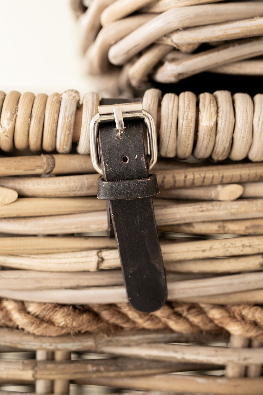 Rattan Lidded Chest with Rope detail - (Additional courier costs will apply)