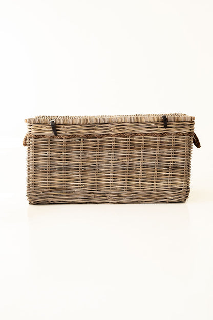 Rattan Lidded Chest with Rope detail - (Additional courier costs will apply)