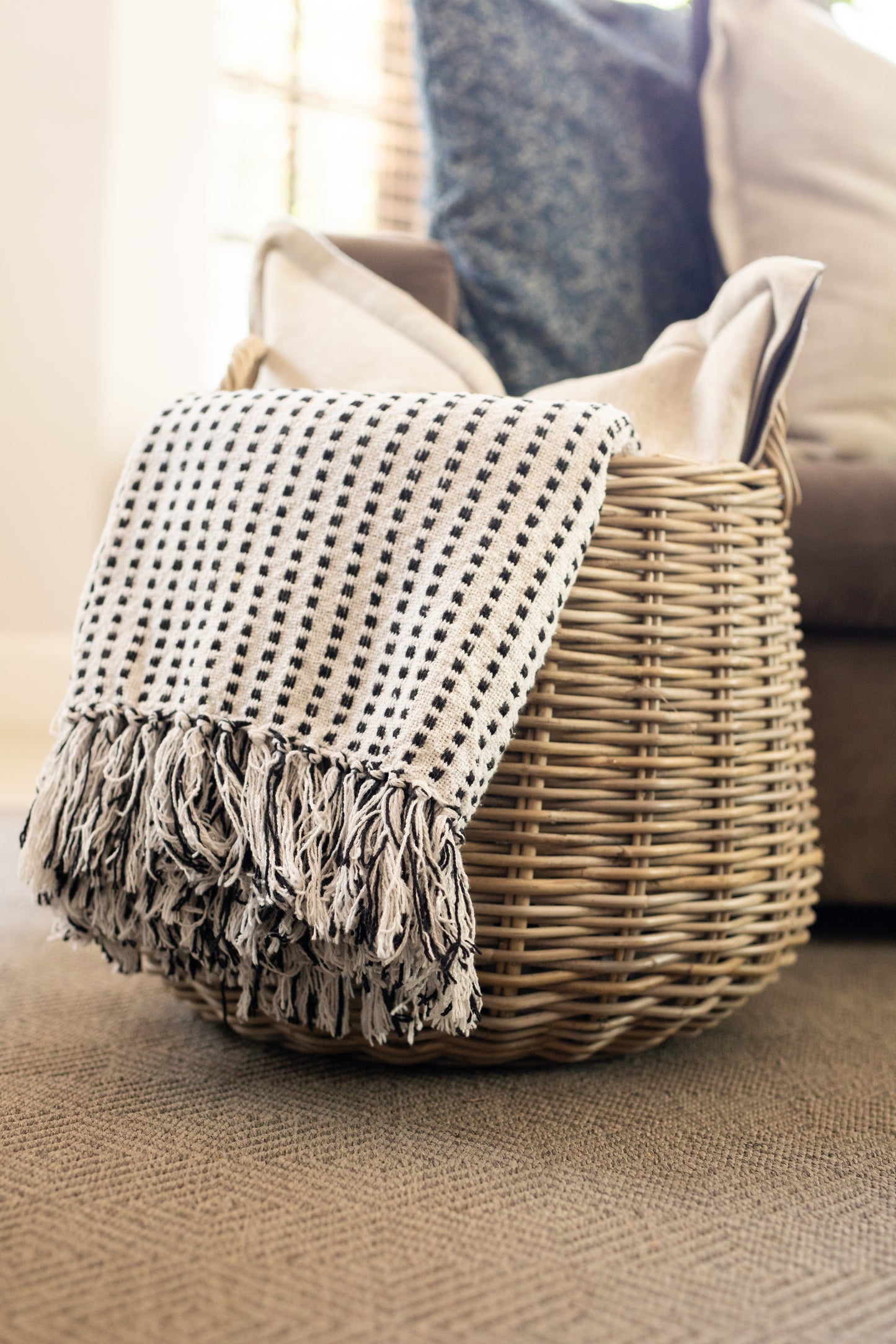 Pre-Order -Rattan Round Storage Basket with Handles