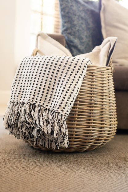 Pre-Order -Rattan Round Storage Basket with Handles
