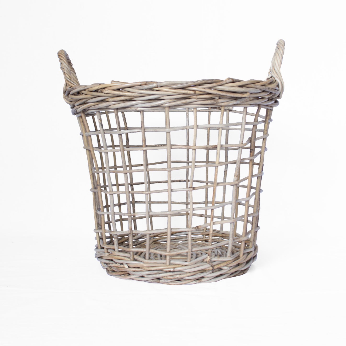 Rattan Open Weave Round Tapered Basket Kubu Grey