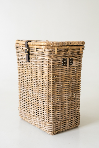 Rattan Rectangle Laundry with Leather Strap - Basket