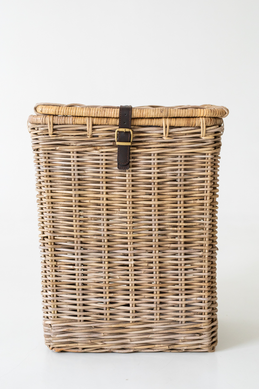 Rattan Rectangle Laundry with Leather Strap - Basket