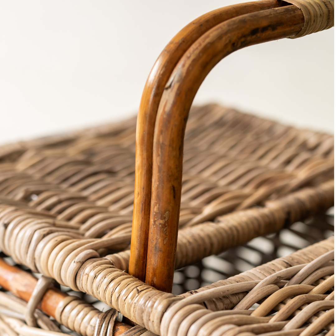 Bamboo and Rattan Picnic Basket