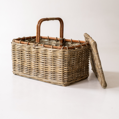 Bamboo and Rattan Picnic Basket