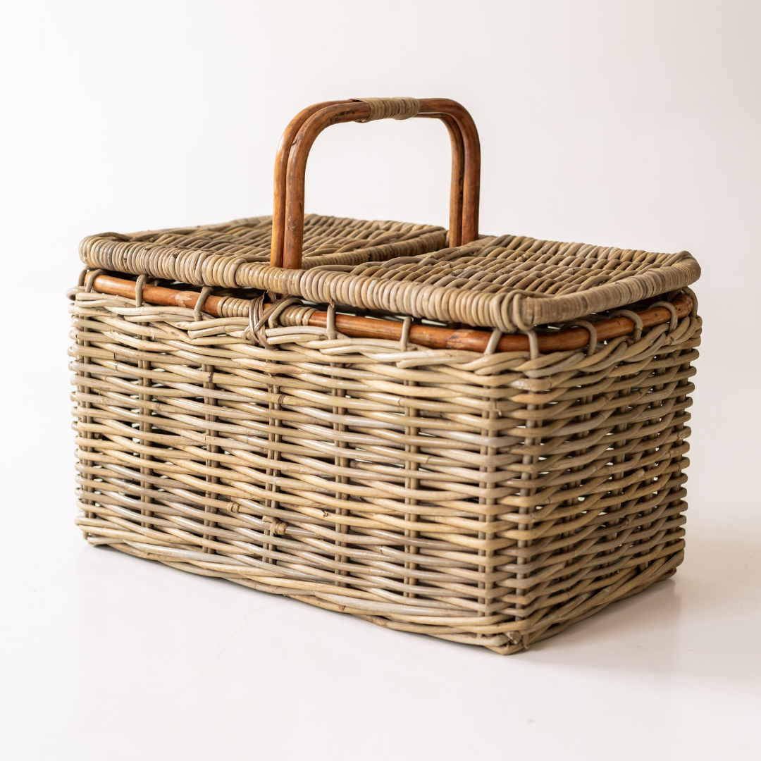 Bamboo and Rattan Picnic Basket