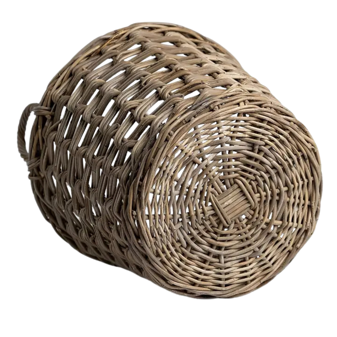 Rattan Cross Weave Tapered Basket Kubu Grey