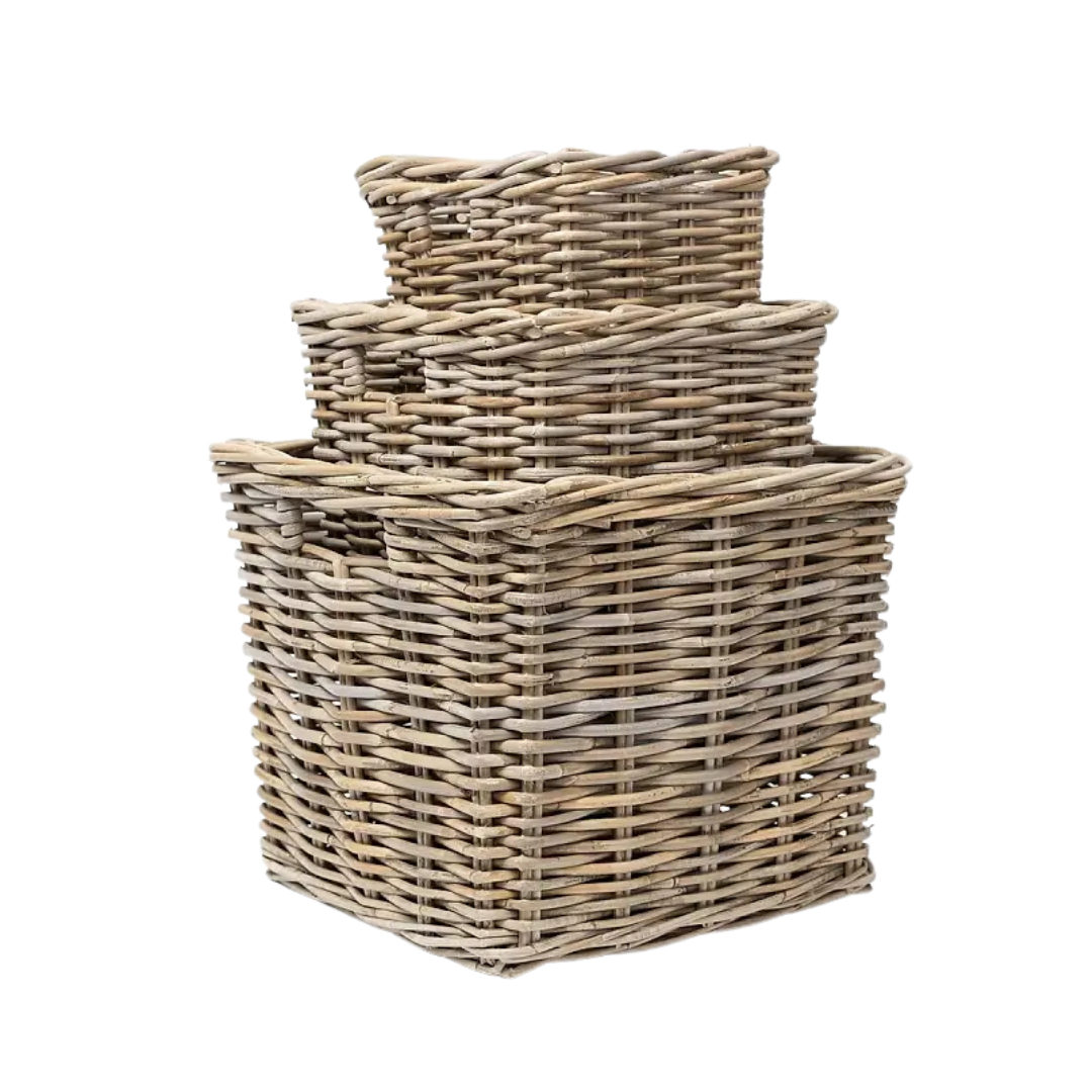 Rattan Square Kubu Grey Storage Baskets