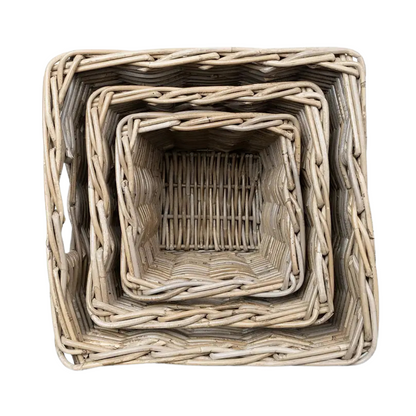 Rattan Square Kubu Grey Storage Baskets