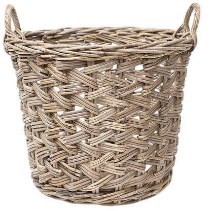 Rattan Cross Weave Tapered Basket Kubu Grey