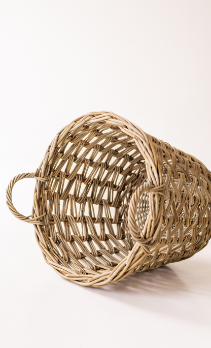 Rattan Cross Weave Tapered Basket Kubu Grey