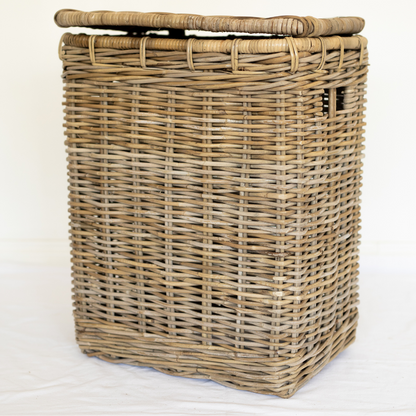 Rattan Rectangle Laundry Basket with Linen Inner Bag