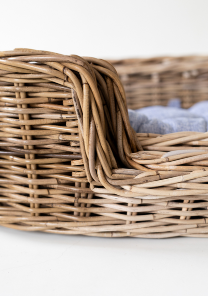 Rattan Oval Pet Bed with Pillow