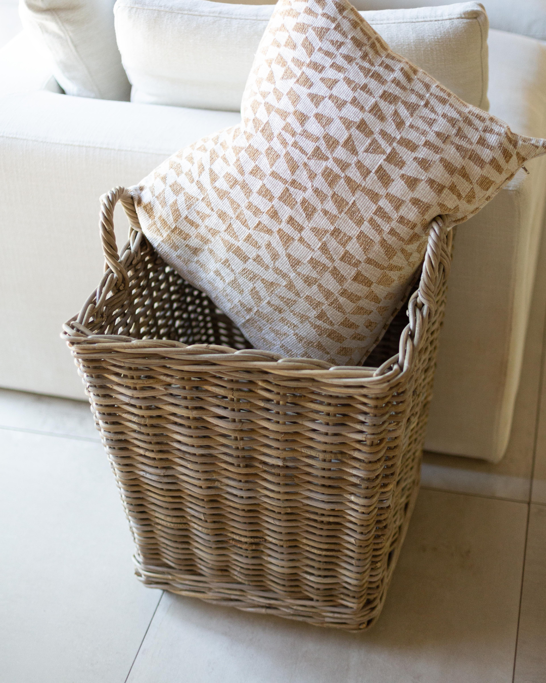 Pre-Order -Rattan Storage Basket on Wheels