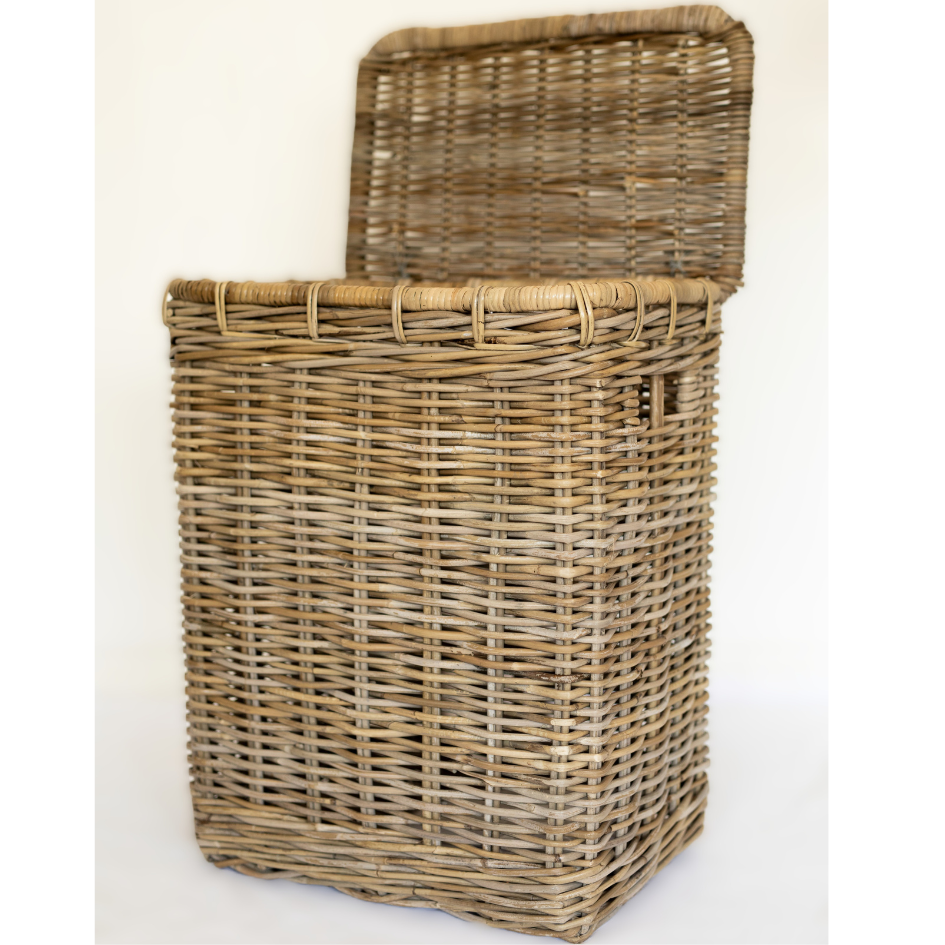 Rattan Rectangle Laundry Basket with Linen Inner Bag