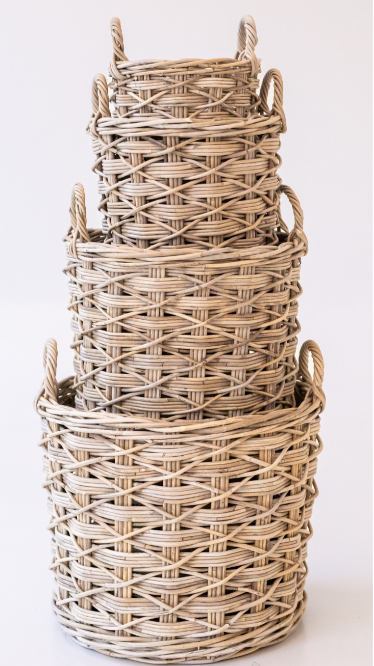 Rattan Round X Weave Basket