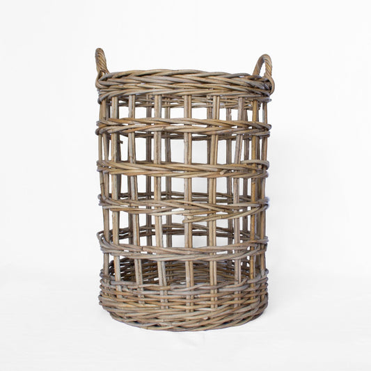 Rattan Tall Open Weave Basket Kubu Grey