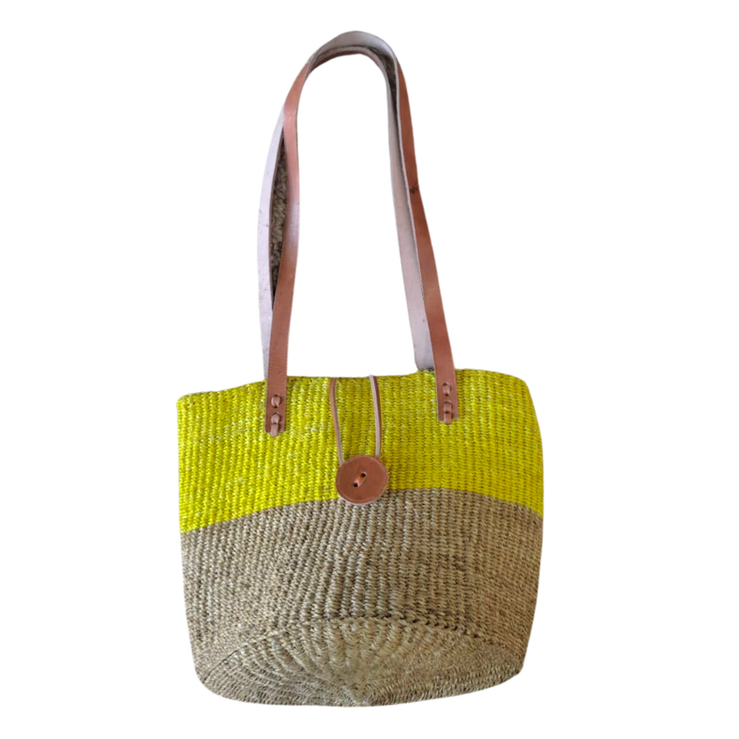 Fynly Sisal Handbags with Leather Straps