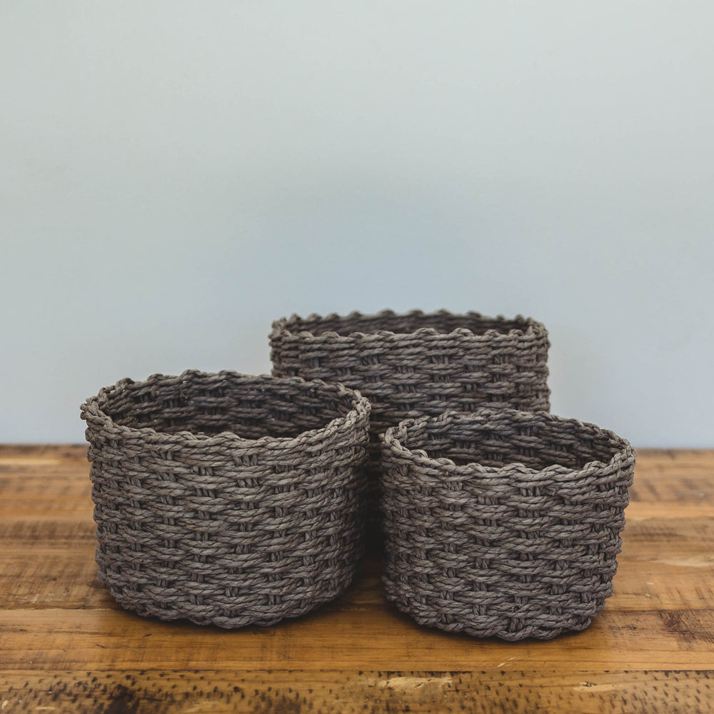 Grey Flower Baskets