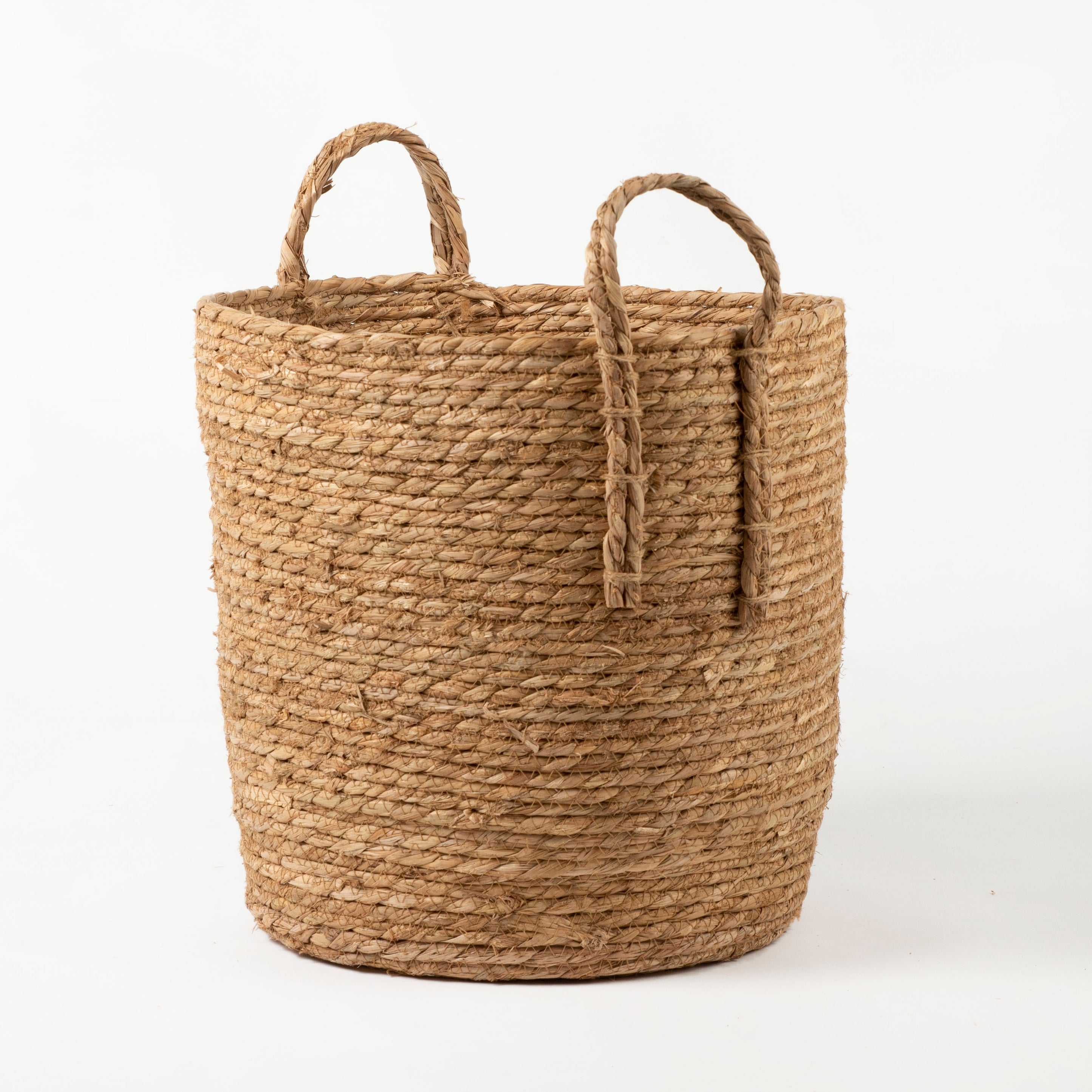 Natural Grass Basket with Woven Grass Handle Basketly