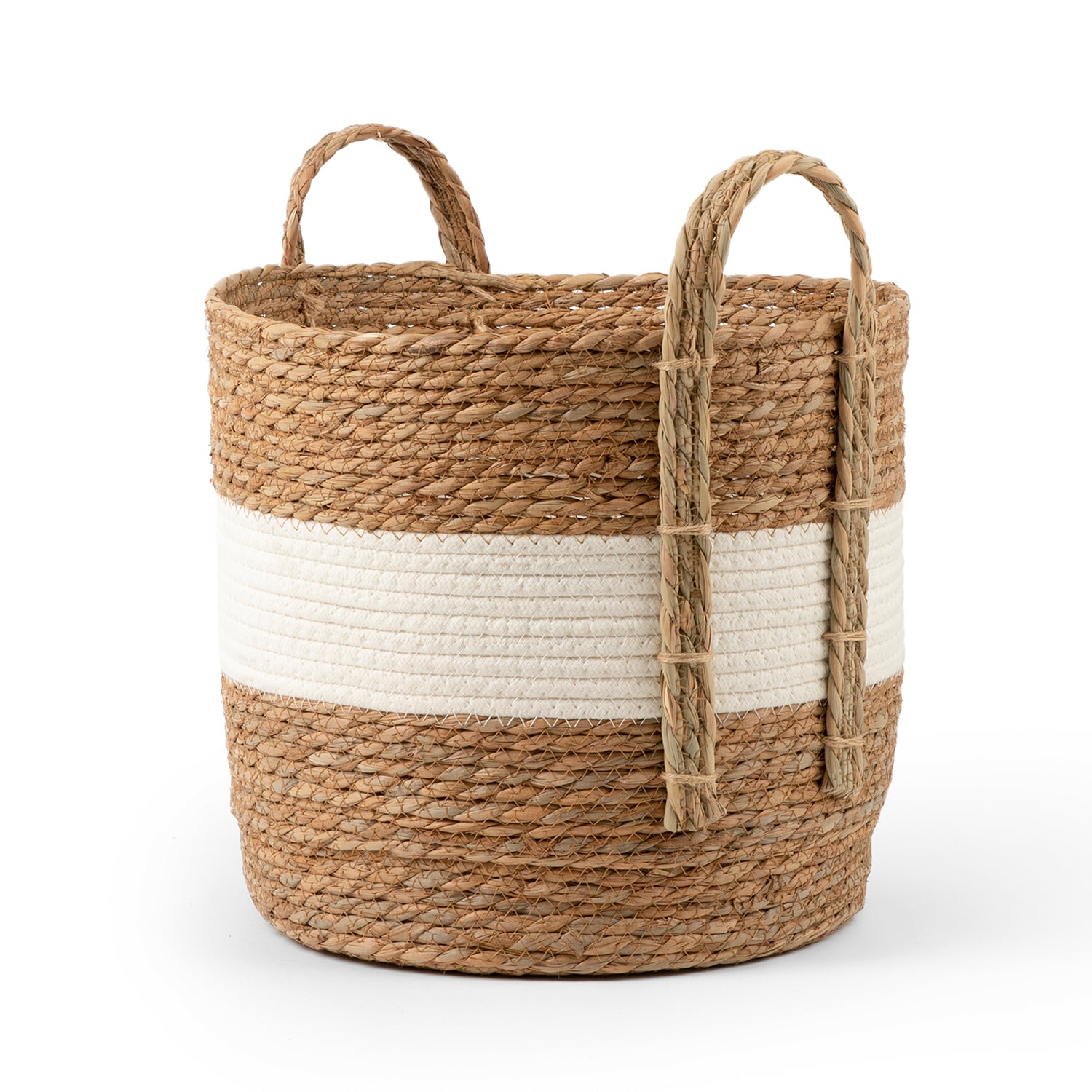 Natural and White Stripe Basket – Basketly