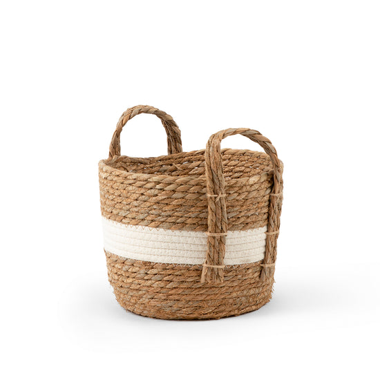 Natural and White Stripe Basket – Basketly