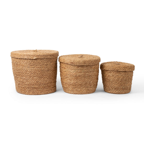 Natural Grass Basket with Lid Basketly