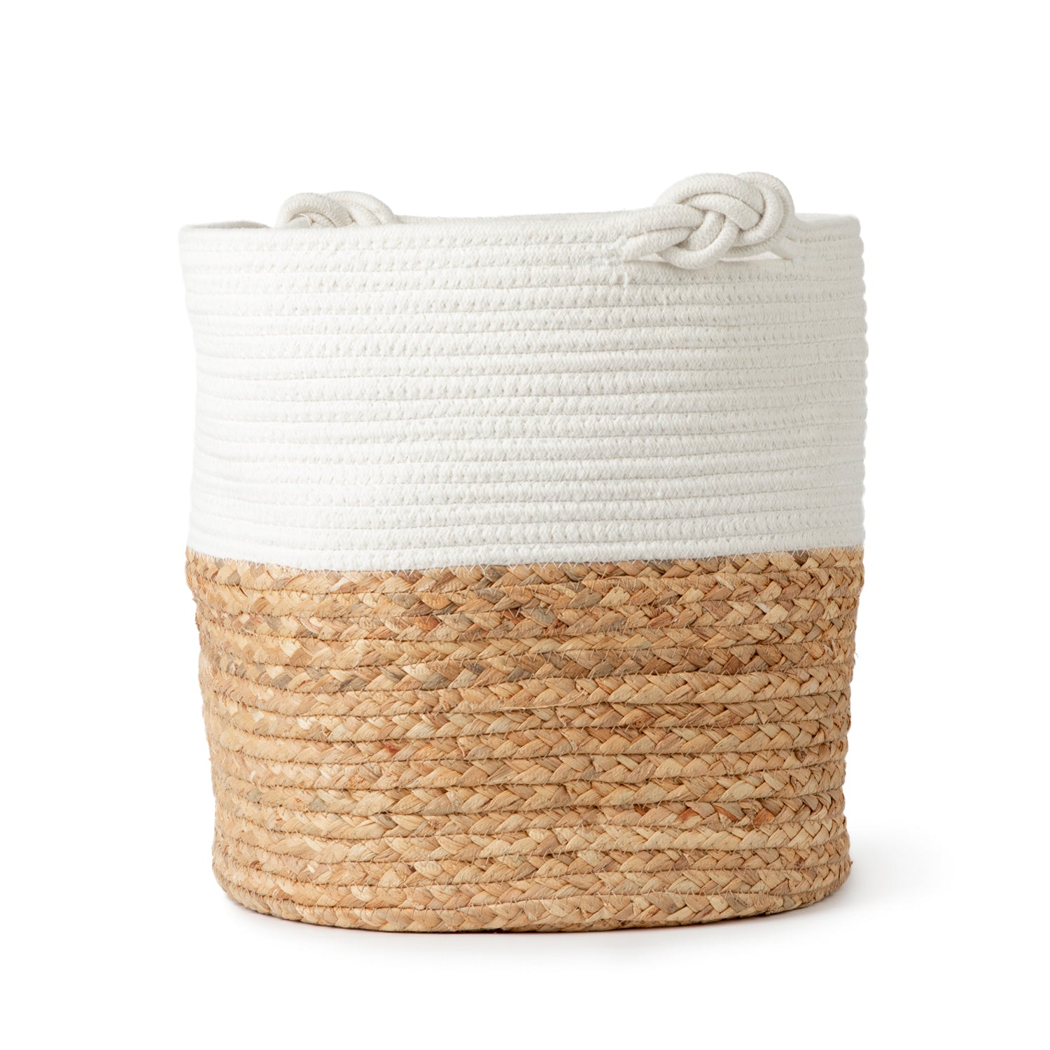 White Two-tone Basket with Knot Handle – Basketly