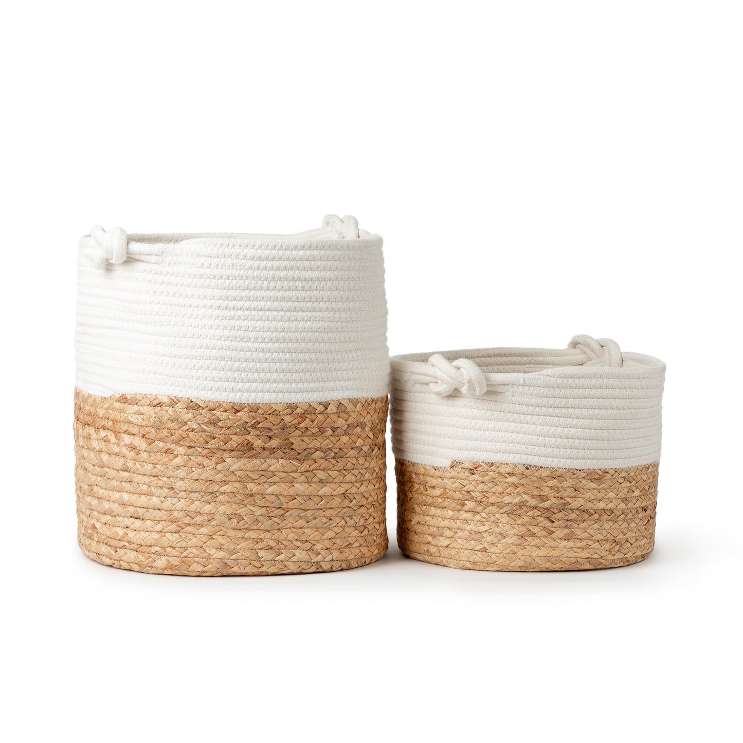 White Two-tone Basket with Knot Handle