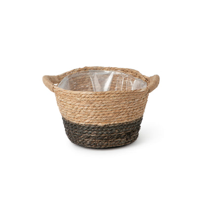Black Two-tone Planter Basket with Hemp Handles