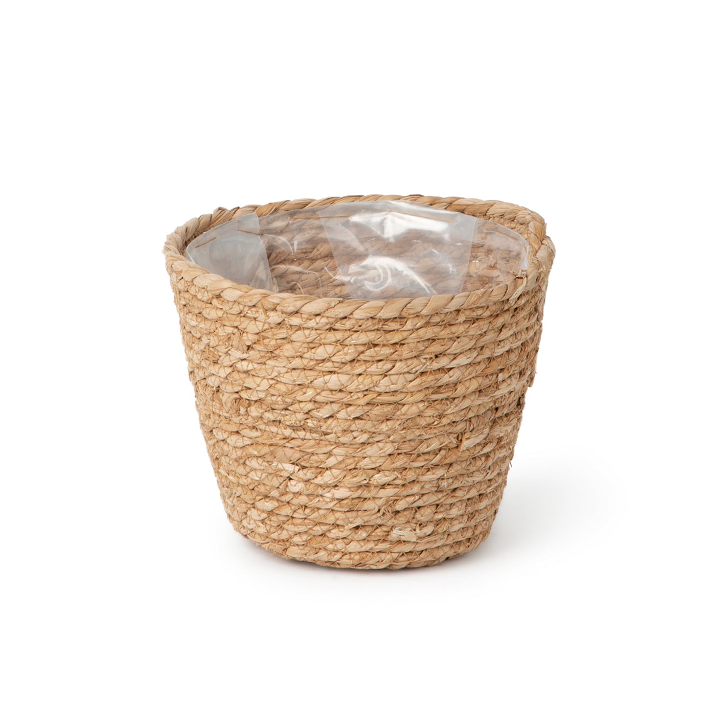 Natural Grass Woven Flower Pot with Plastic Inner