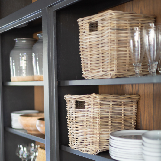 Rattan Square Kubu Grey Storage Baskets