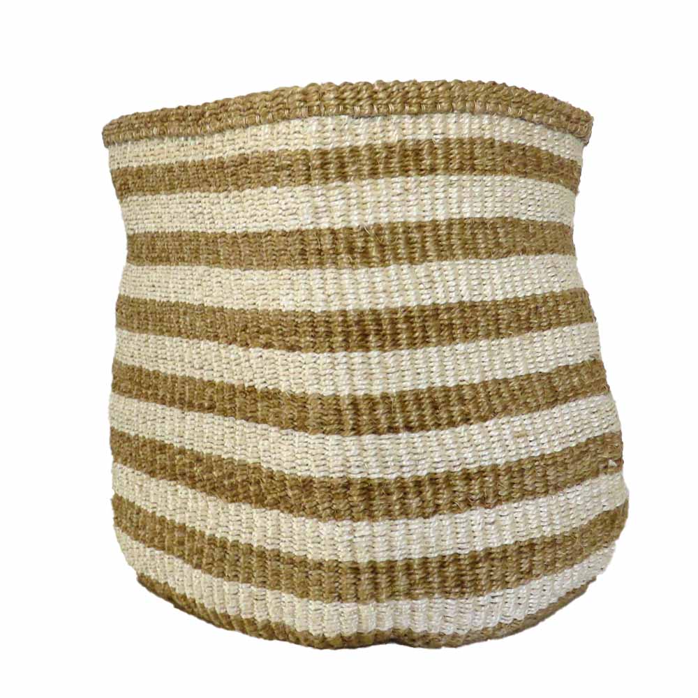 White Stripe Sisal Baskets