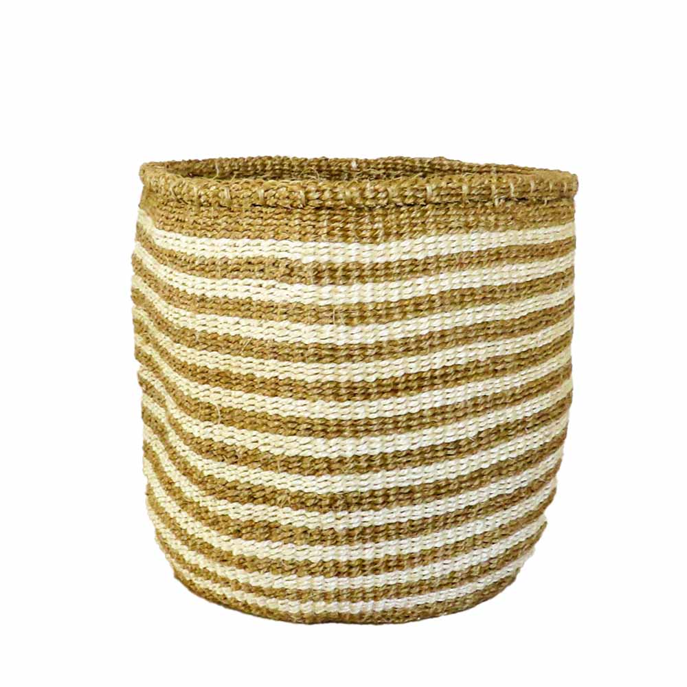 White Stripe Sisal Baskets