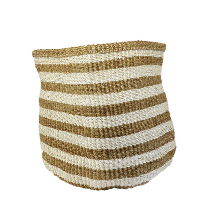 White Stripe Sisal Baskets